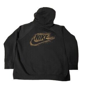 Nike Hoodie Zip-up Sweatshirt~Black/Gold~Women's size 1X NICE!